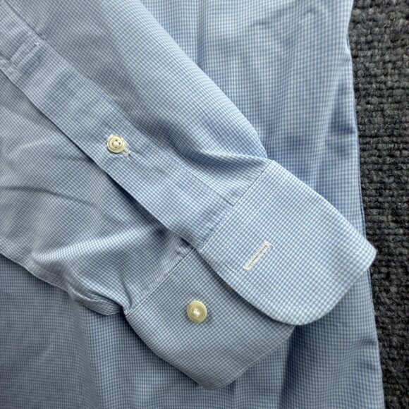 Brooks Brothers Slim Non-Iron 17 6/7 Cotton Blue Check Button Up Shirt Mens - Picture 16 of 16